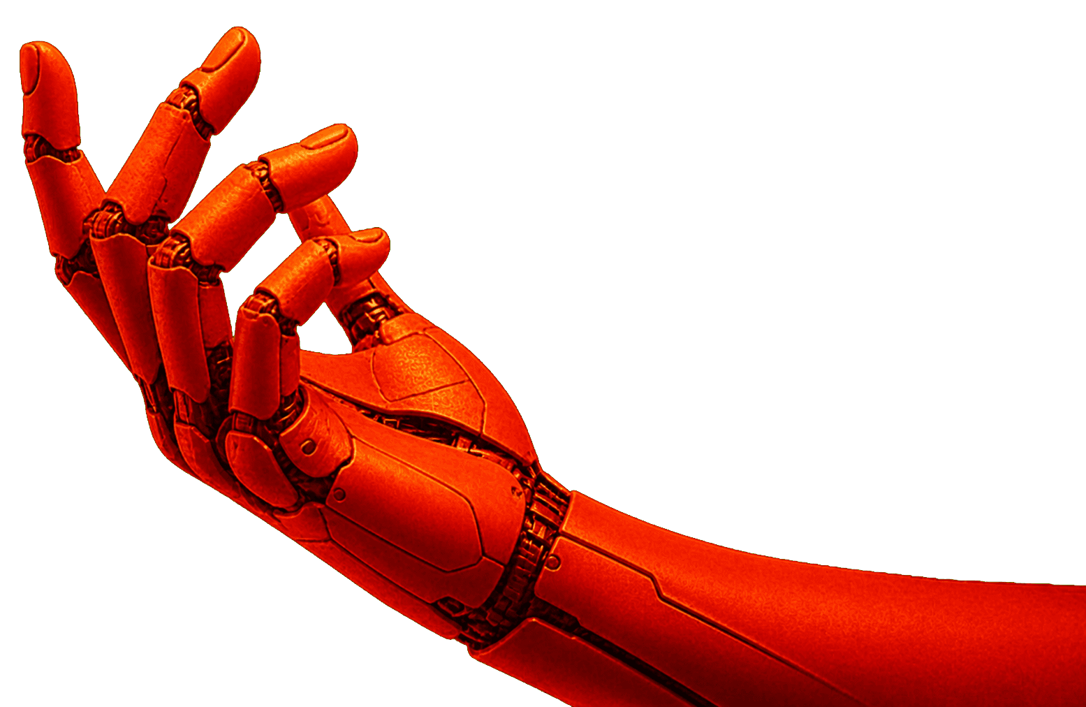 Cybernetic hand reaching upward